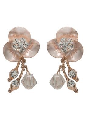 David Tutera Bridal Crystal & Gold Tone Flower Earrings